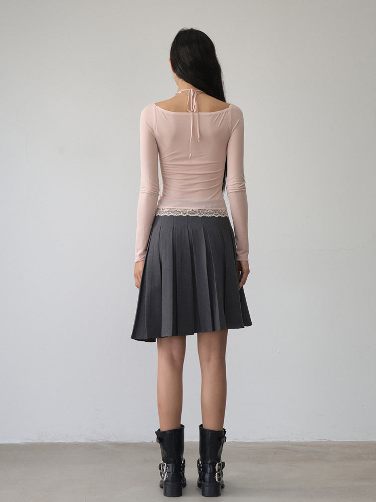 Lace Panel Beaded Acetate T-shirt