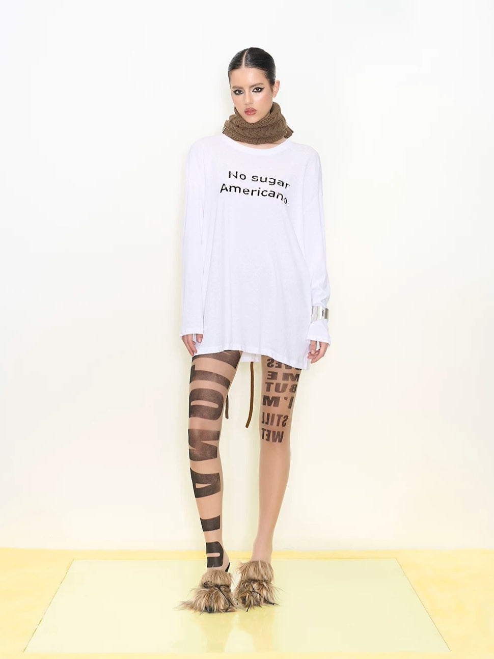 Letter Print Sheer Tights