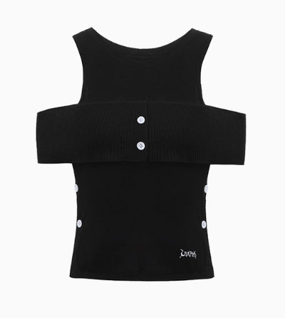 Black & Grey Cut-out Tank Top
