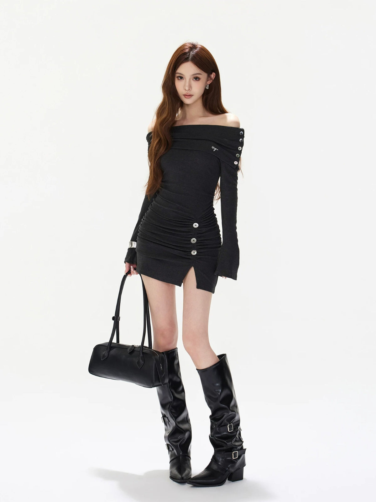 One Shoulder Ruched Dress