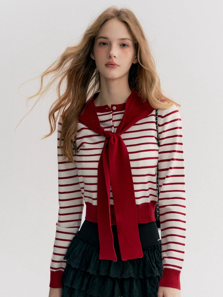 Striped Knit Cape Set