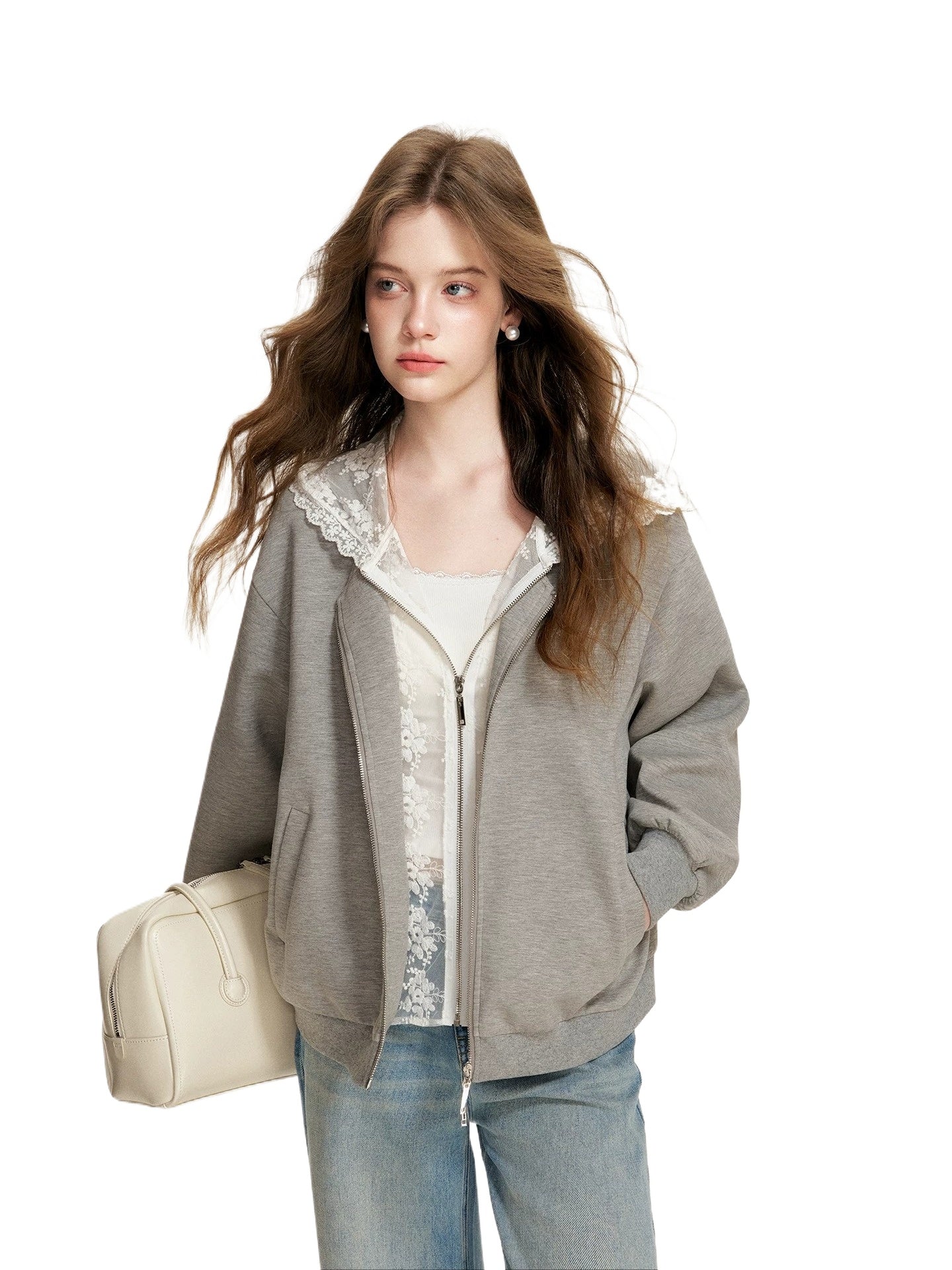 Lace Hooded Zip Jacket