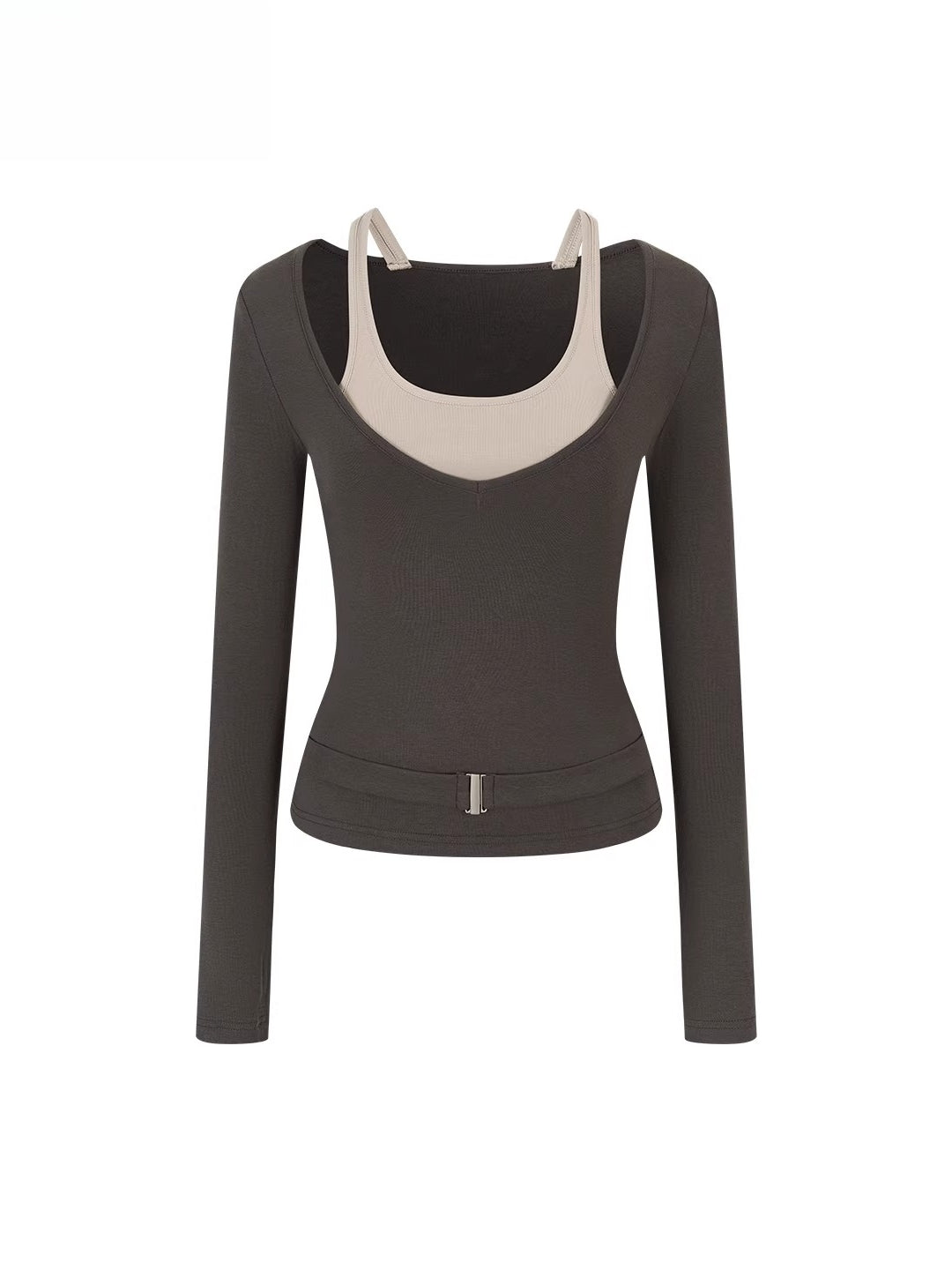 Contrast Belt Knit Top