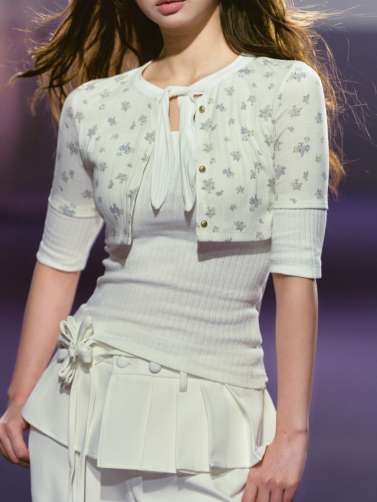 Floral Faux Two-Piece Top