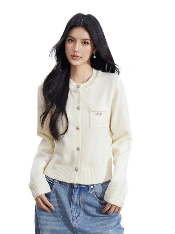 Beige & Blue Lurex Knit Sweater