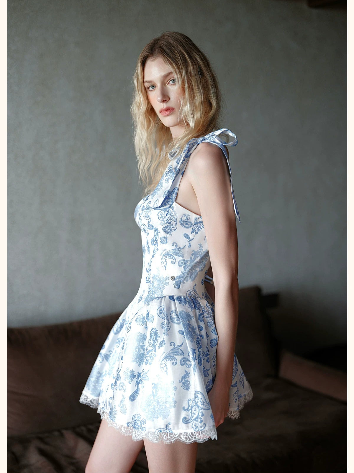 Fiorina Floral Lace-Up Mini Dress