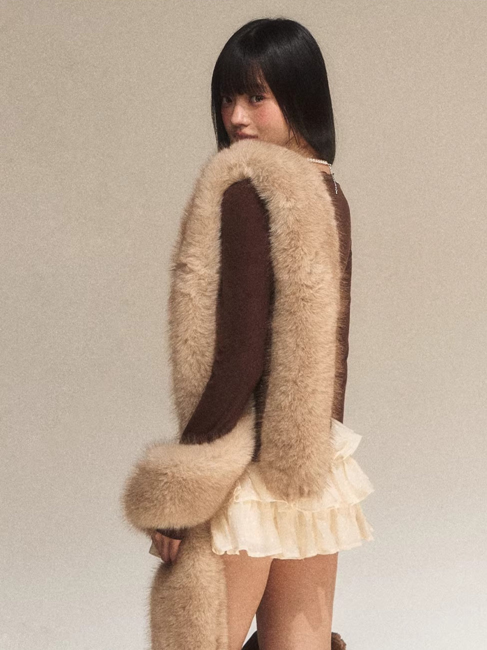 Lace Panel Faux Layered Knit Dress