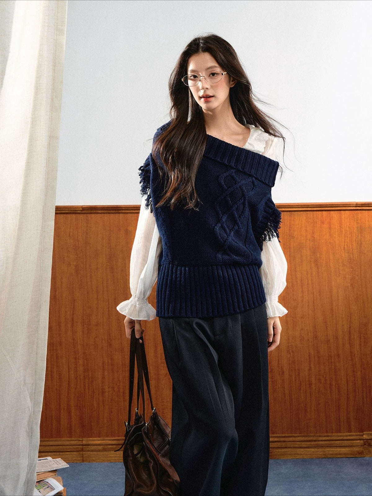 Asymmetric Ribbed Knit Vest