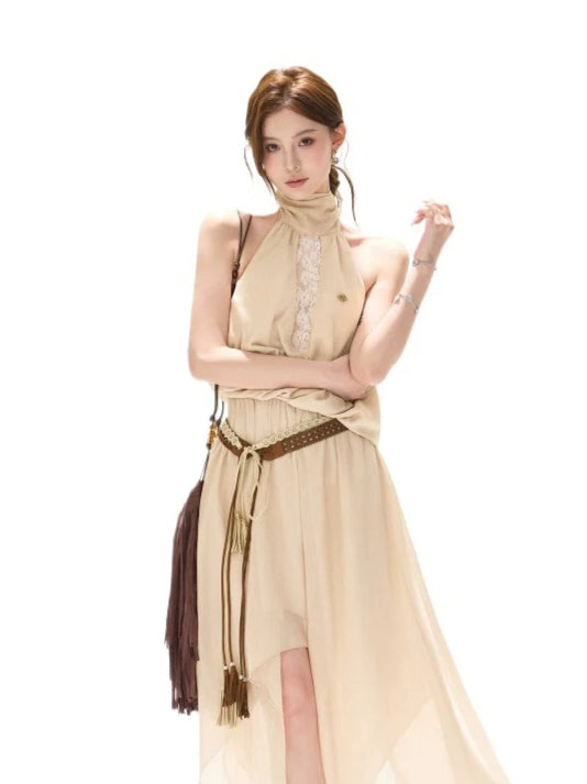 Lace Halter Maxi Dress
