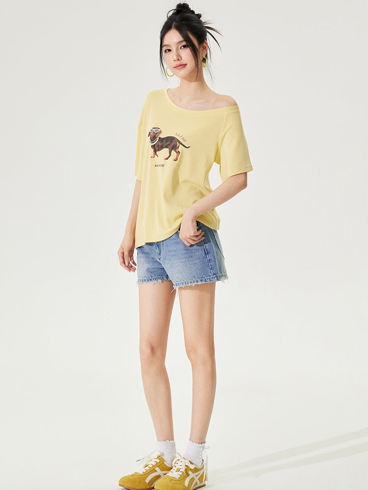 Dachshund Puppy Regular & Slant Shoulder T - shirt