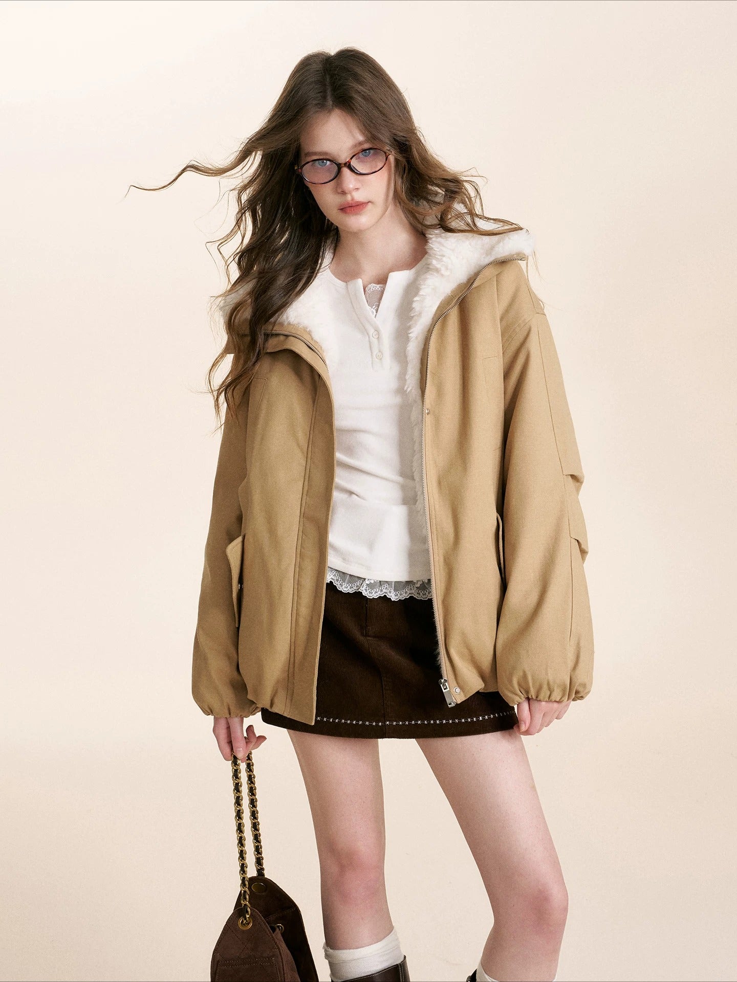 Shearling Collar Parka Jacket