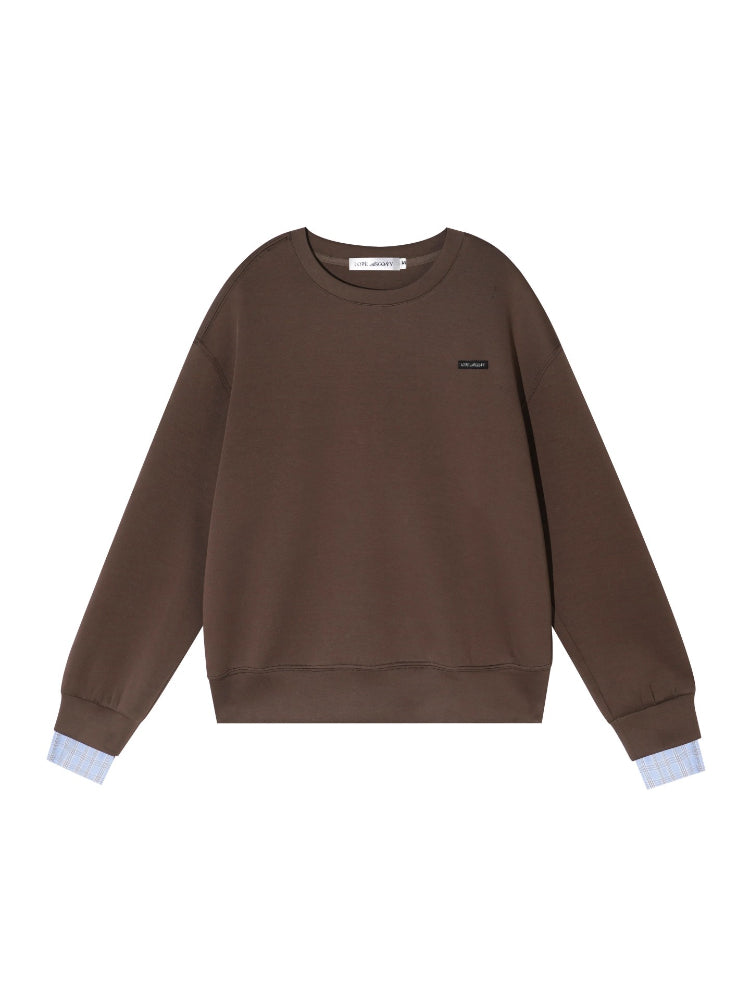 Plaid Trim Sweatshirt Set