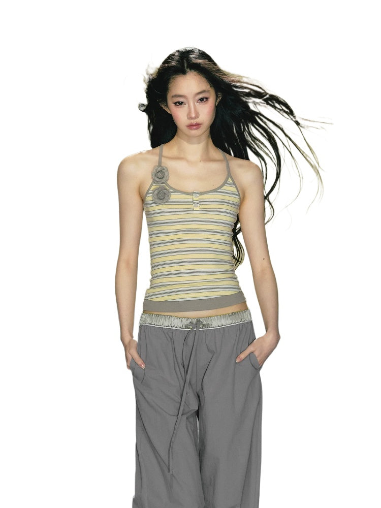 Camellia Stripe Halter Tank