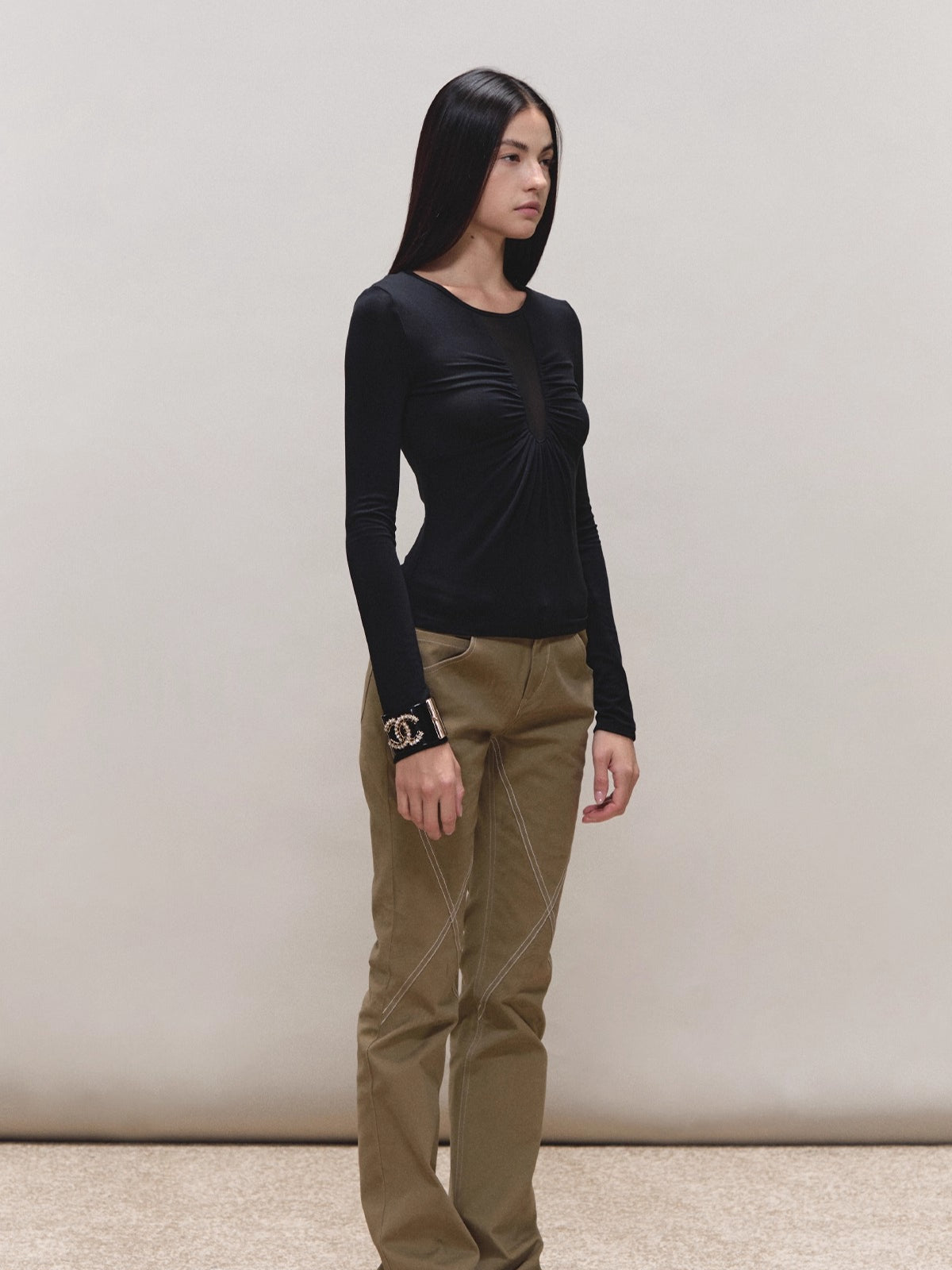 Vintage-Wash Slim Khaki Pants