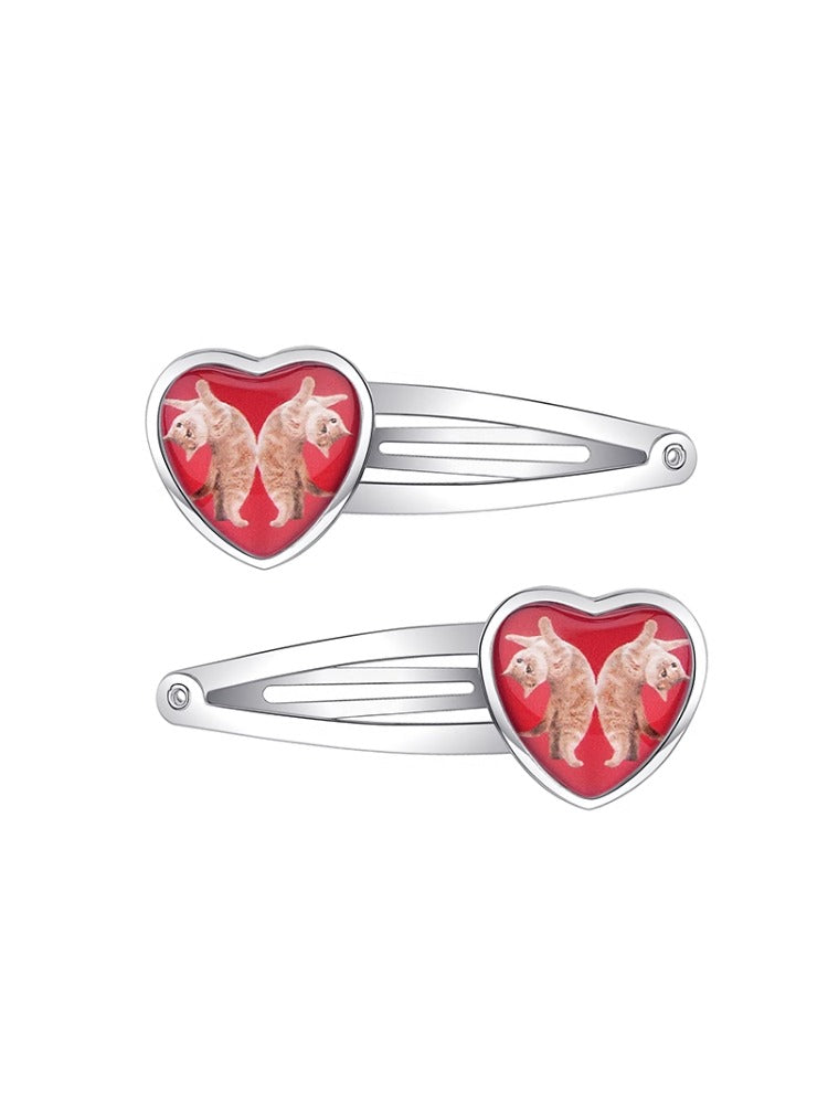 Cat & Dog Heart Hair Clips