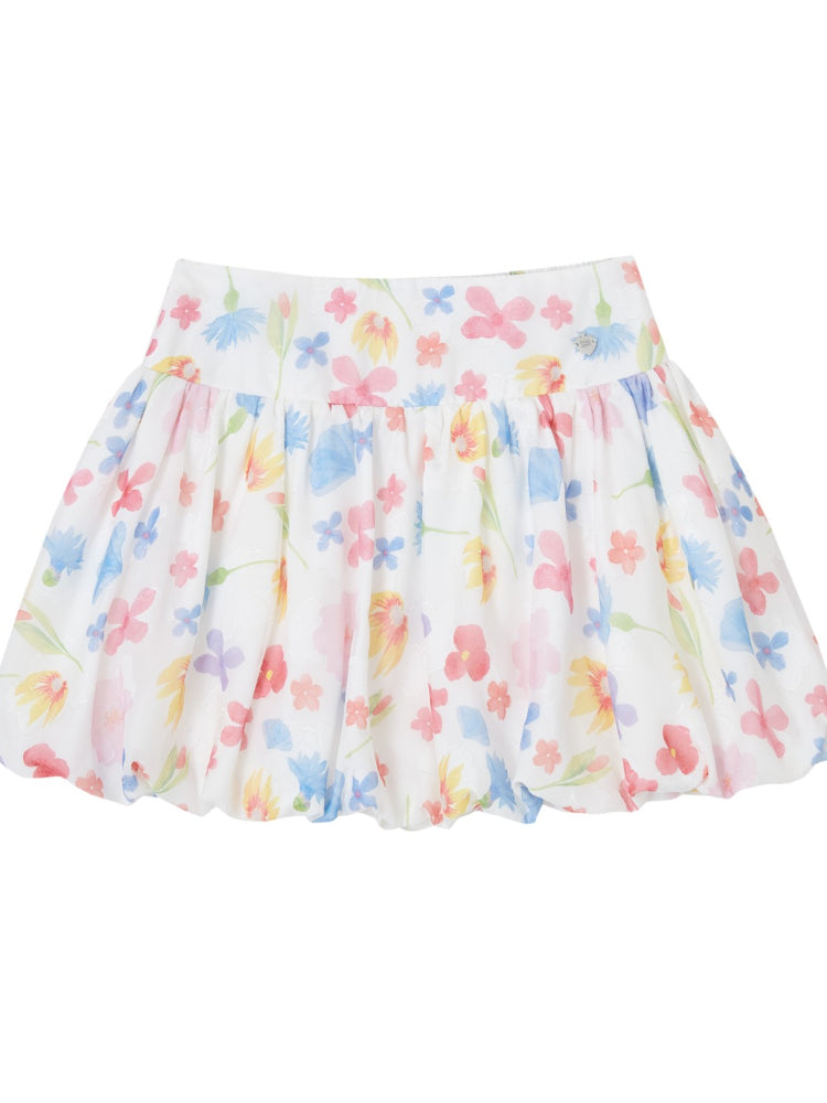 A-Line Bubble Pleated Short Skirt