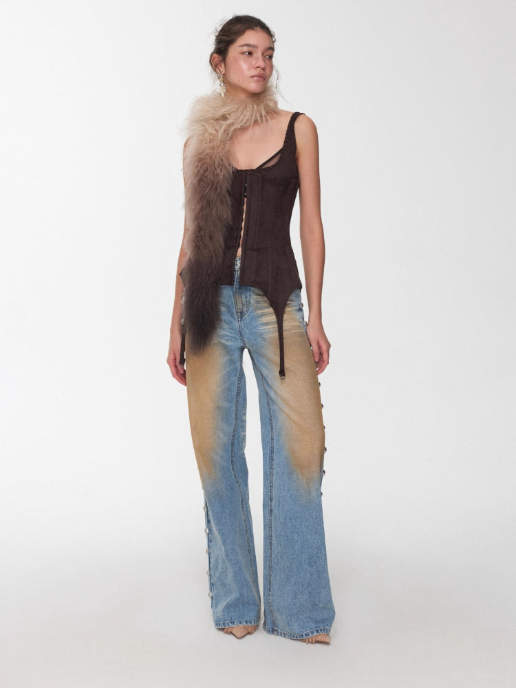 Suede Mesh Lace-Up Bralette