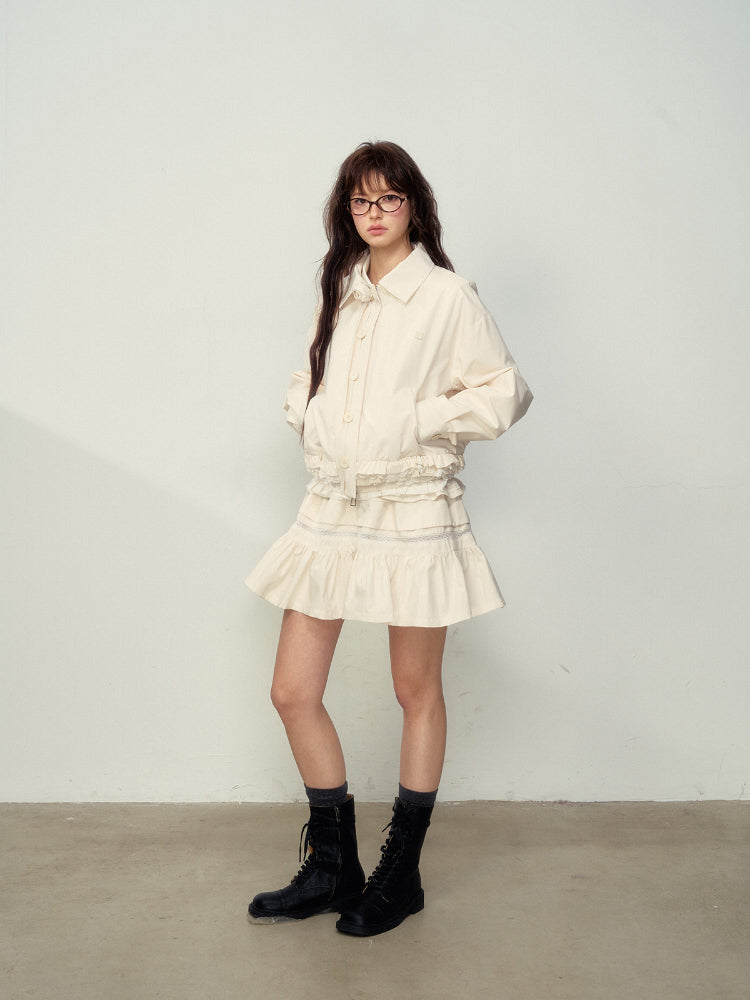 Lace-Trimmed Jacket & Skirt Set