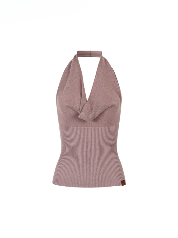 Heavy-duty Knitted Draped Neck Tank Top Set
