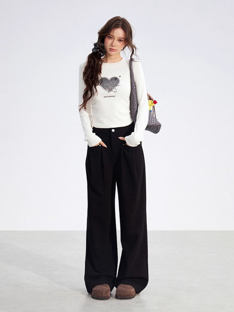 Chenille Fleece Wide-Leg Pants