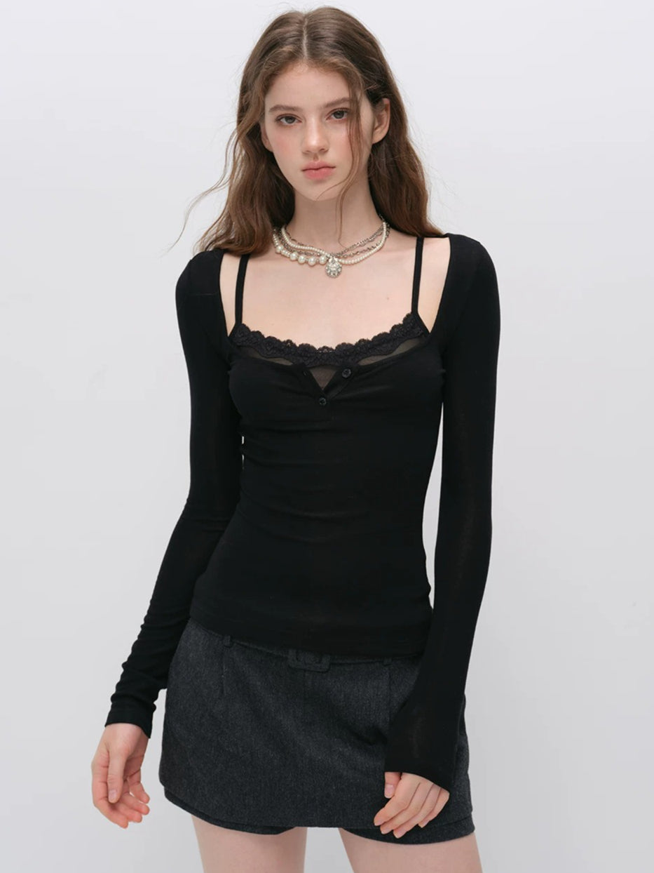 Lace Layered Wool Top