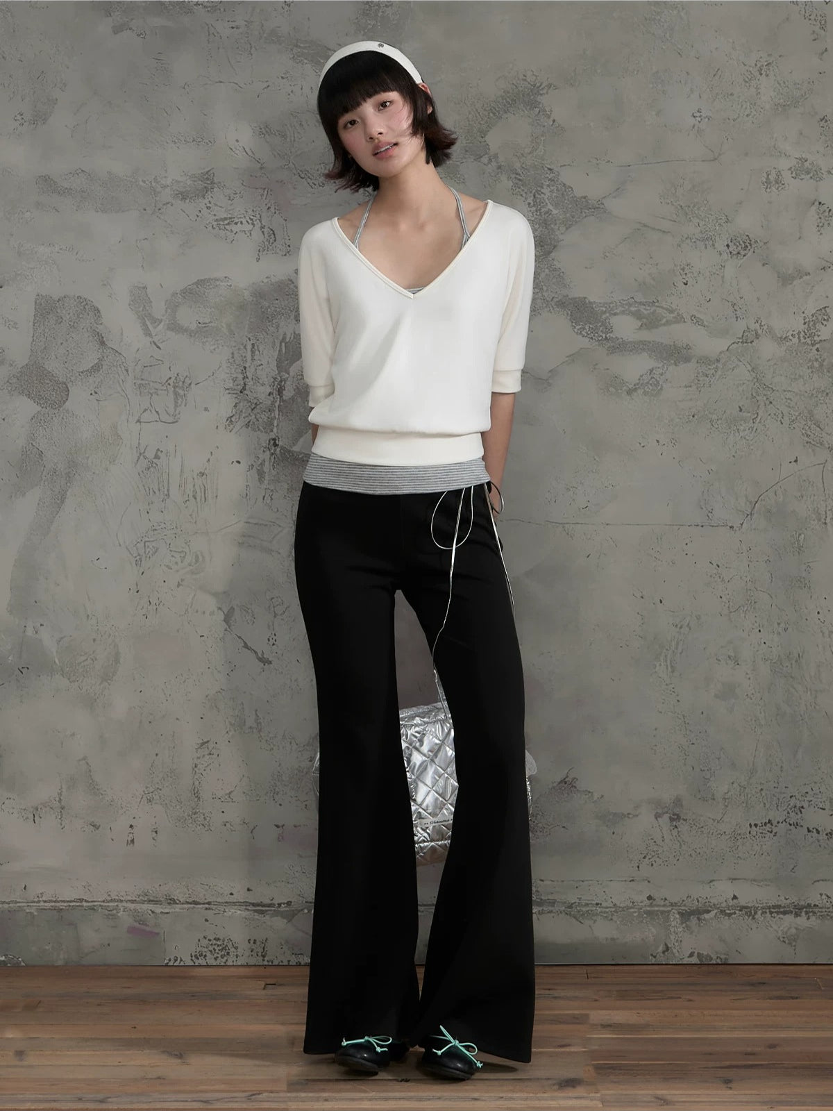 Contrast Flare Pants