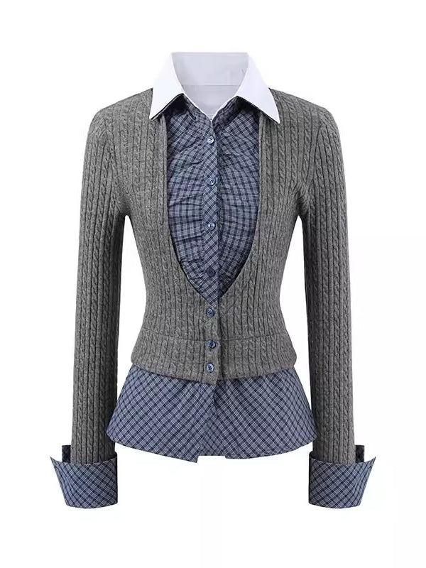 Cable Knit Layered Blouse