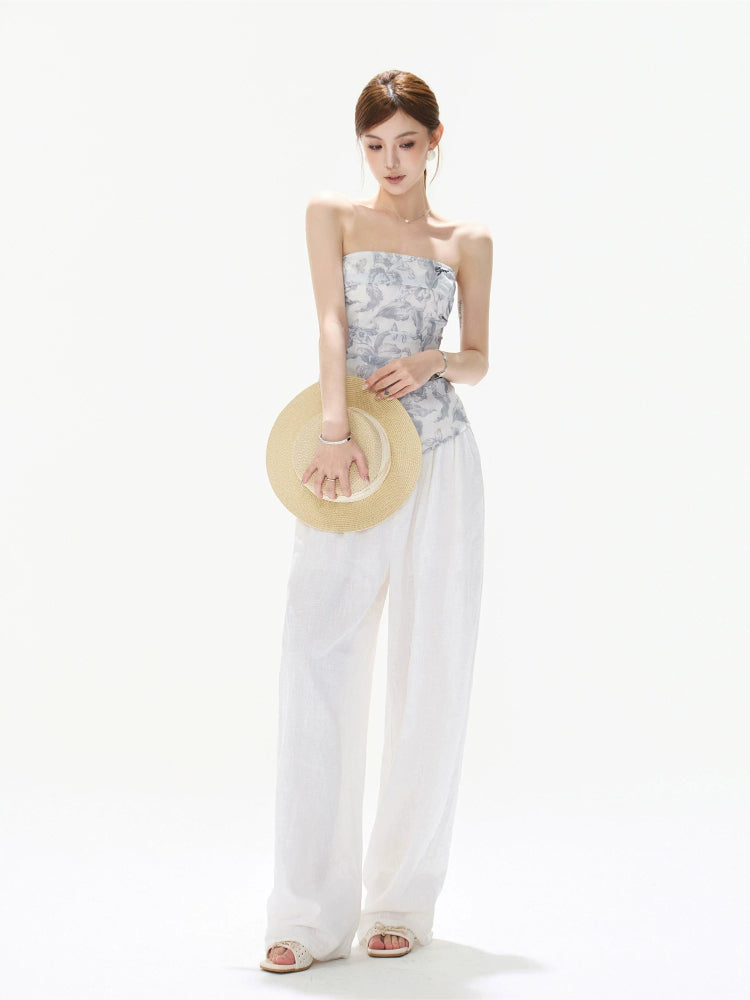 Gray Asymmetric Halter Top & Skirt Set