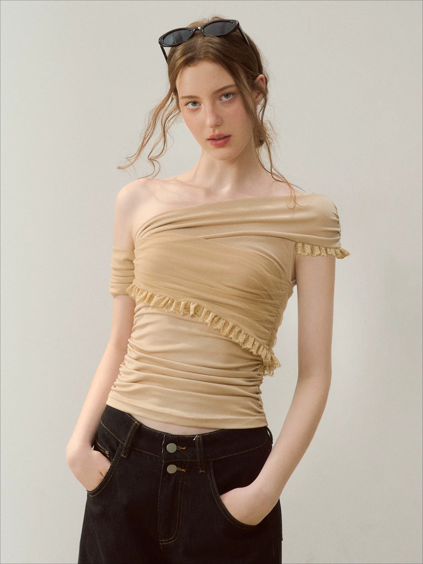 Lace Mesh Shoulder Top