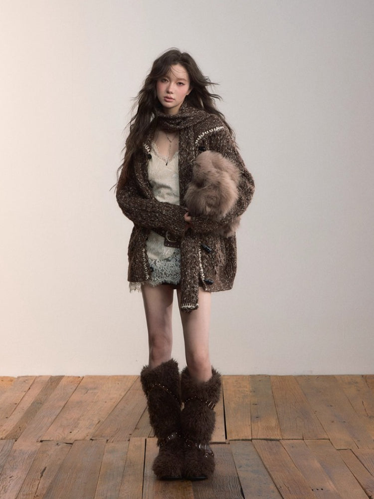 Heavywork Lapel Toggle Knit Cardigan