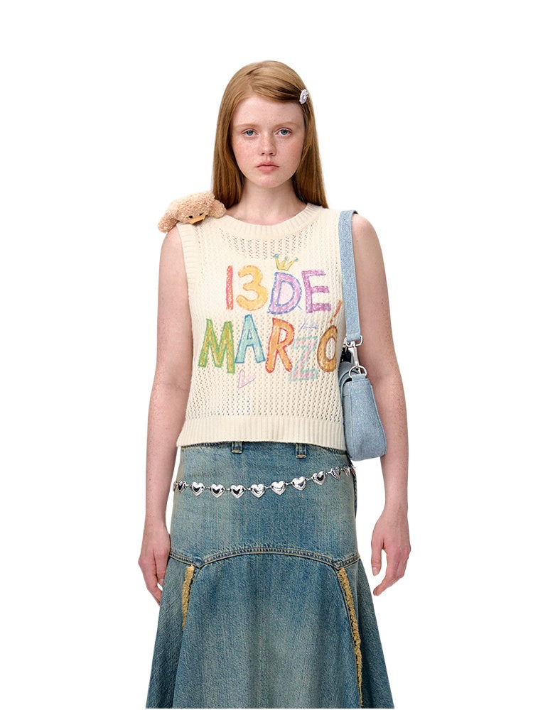Graffiti Logo Knit Hollow Vest
