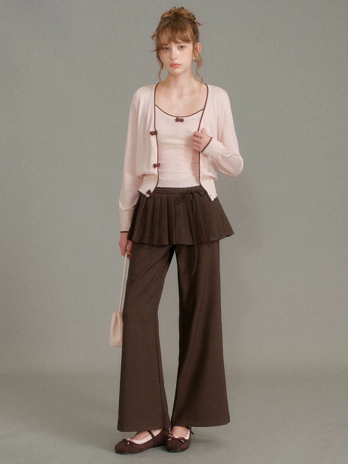 Bow Trim Knit Set