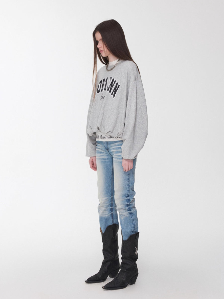 Retro Letter Print Balloon Sweatshirt