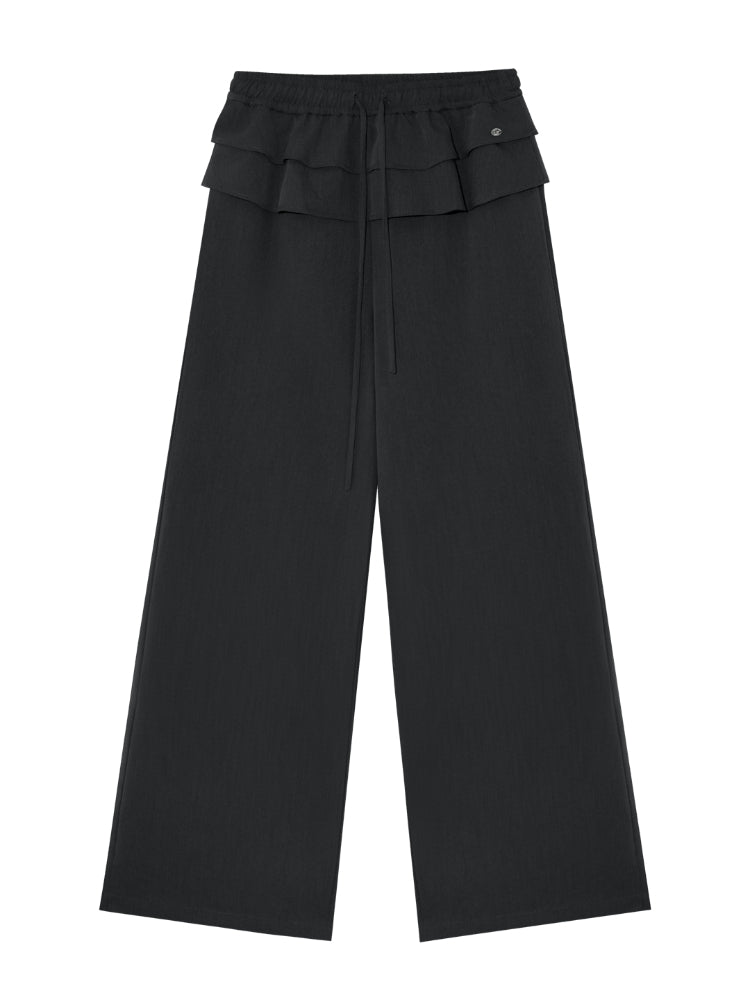 Two-piece Double-layer Ruffle Tie Straight Pants