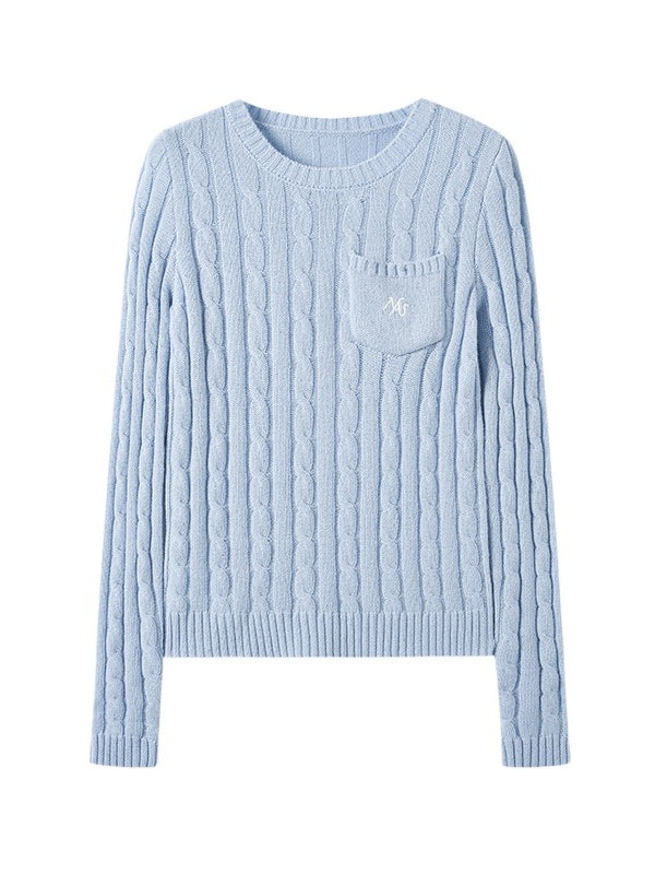 Black & Blue Cable-Knit Sweater