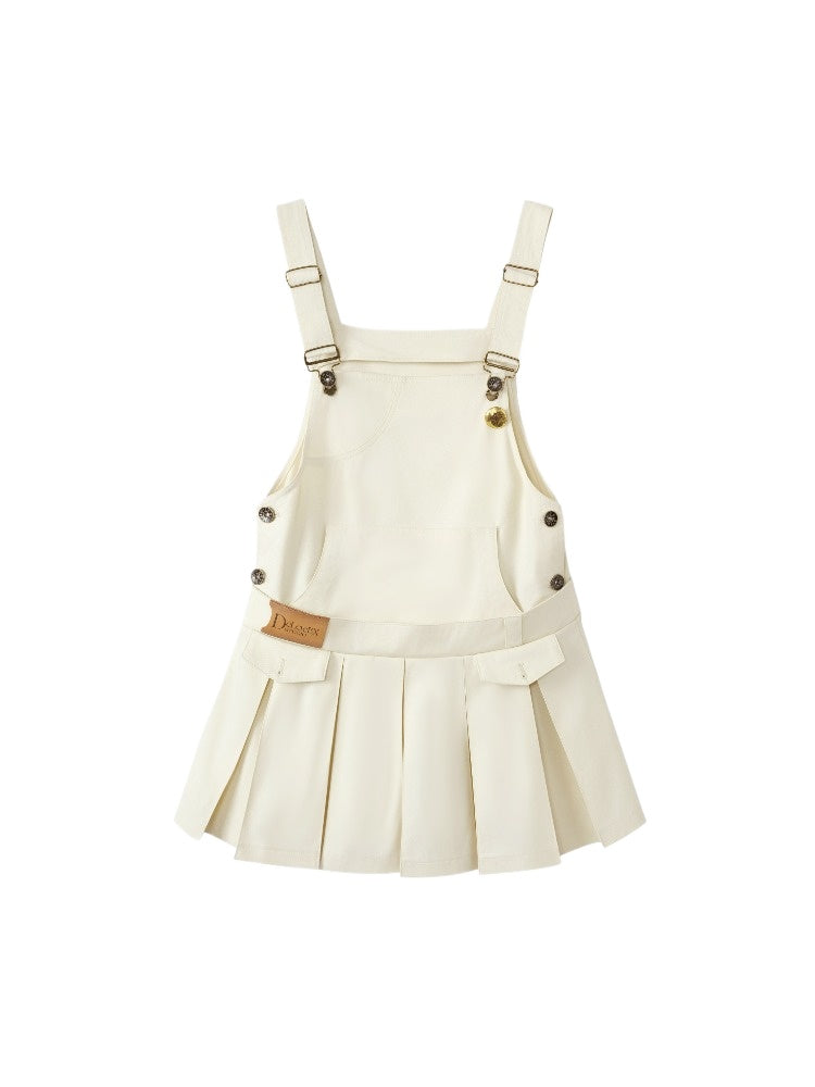 Badge Pleated Suspender Dress