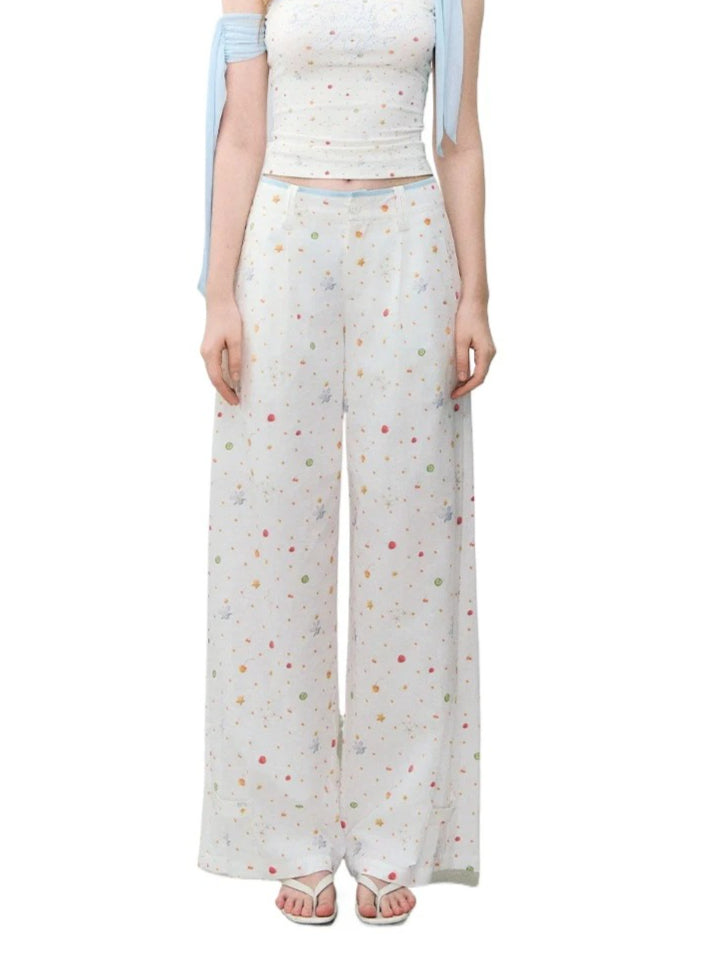 Printed Wide-Leg Pants