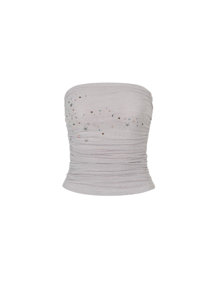 Star Beaded Ruffled Acetate Bustier