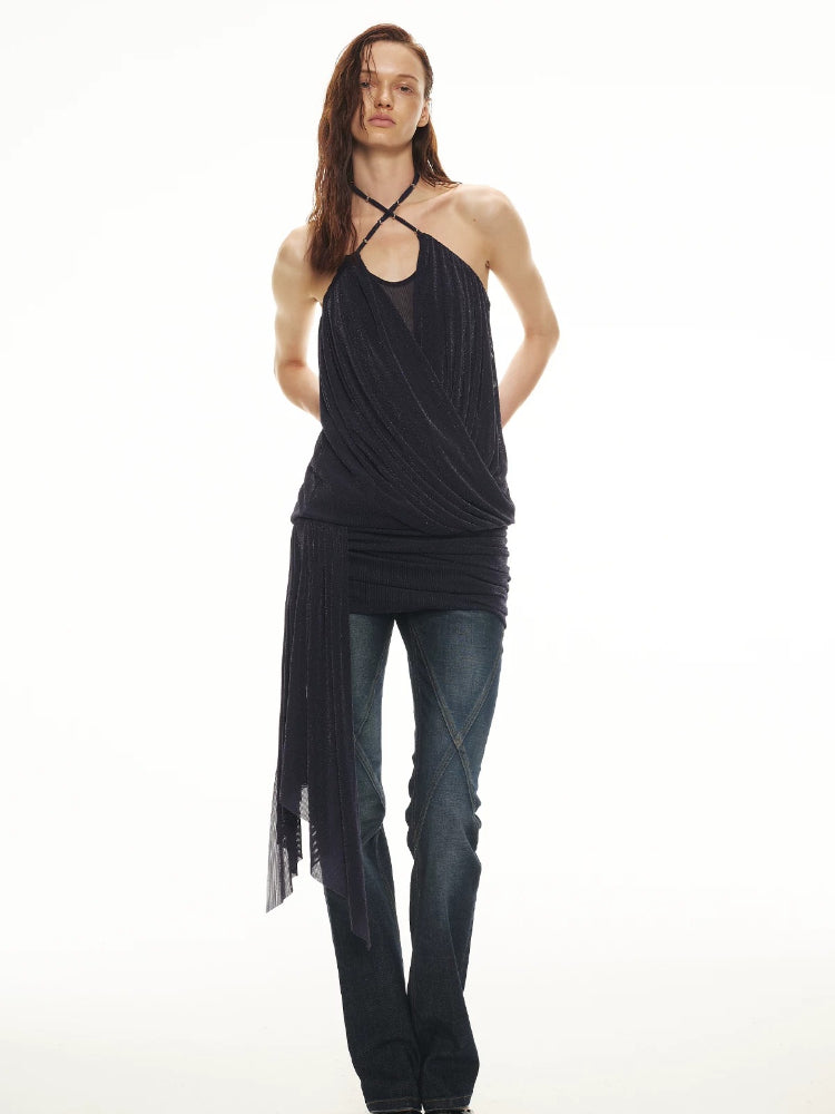 Shimmer Draped Halter Top