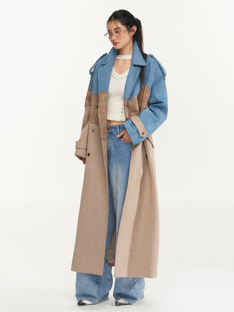 Plaid Belted Wool Coat