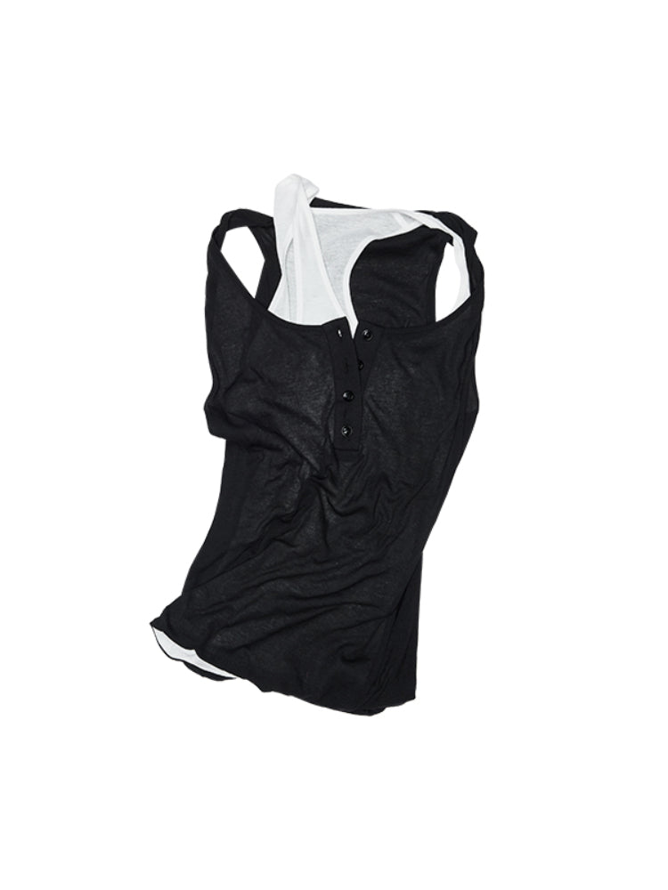 Double-layer Fake Two-piece Color-Blocking Vest