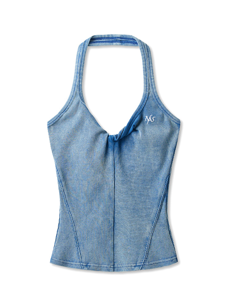 Denim-like Retro U-Neck Halter Camisole