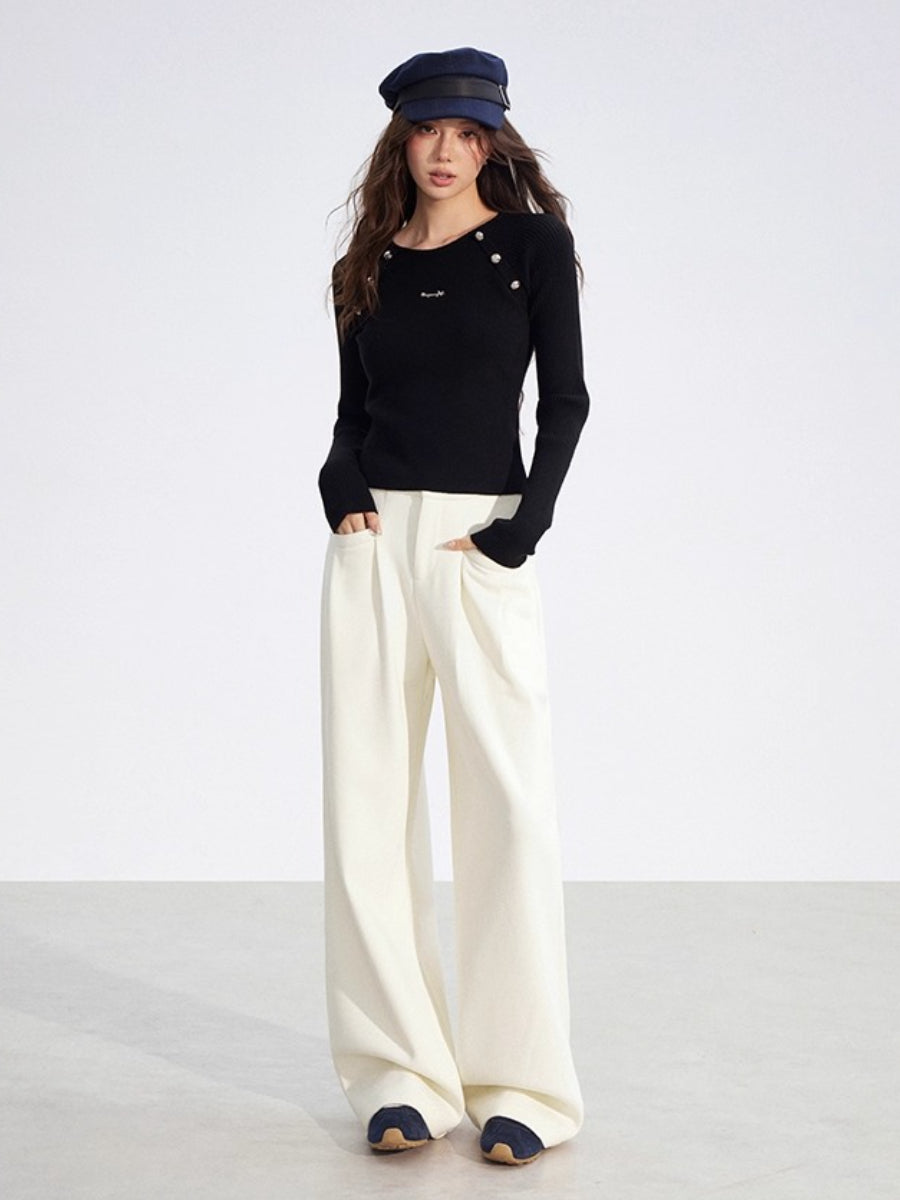 Black & Beige Faux Layered Knit