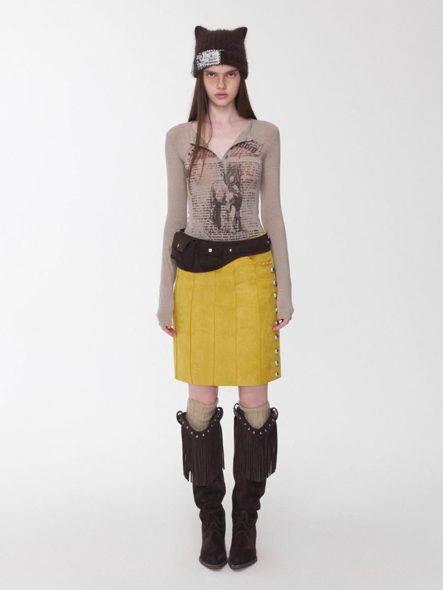 Henry Collar Animal Print Knit Top