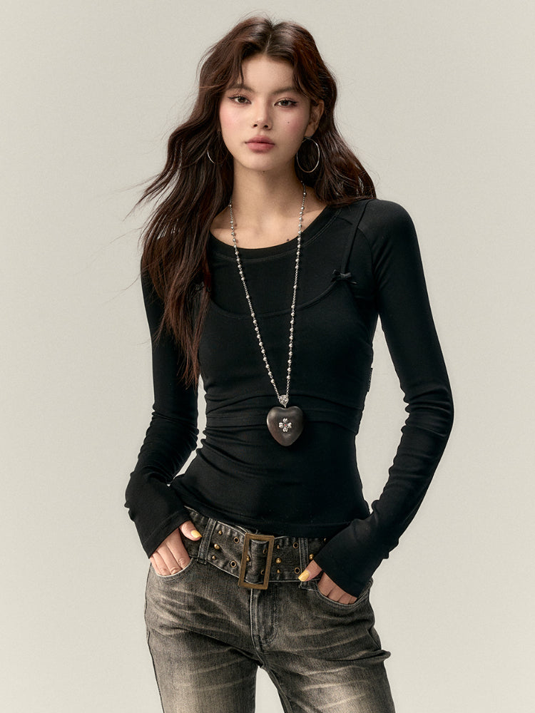 Butterfly Bow Vest & Base Layer T-Shirt Long-Sleeve Set
