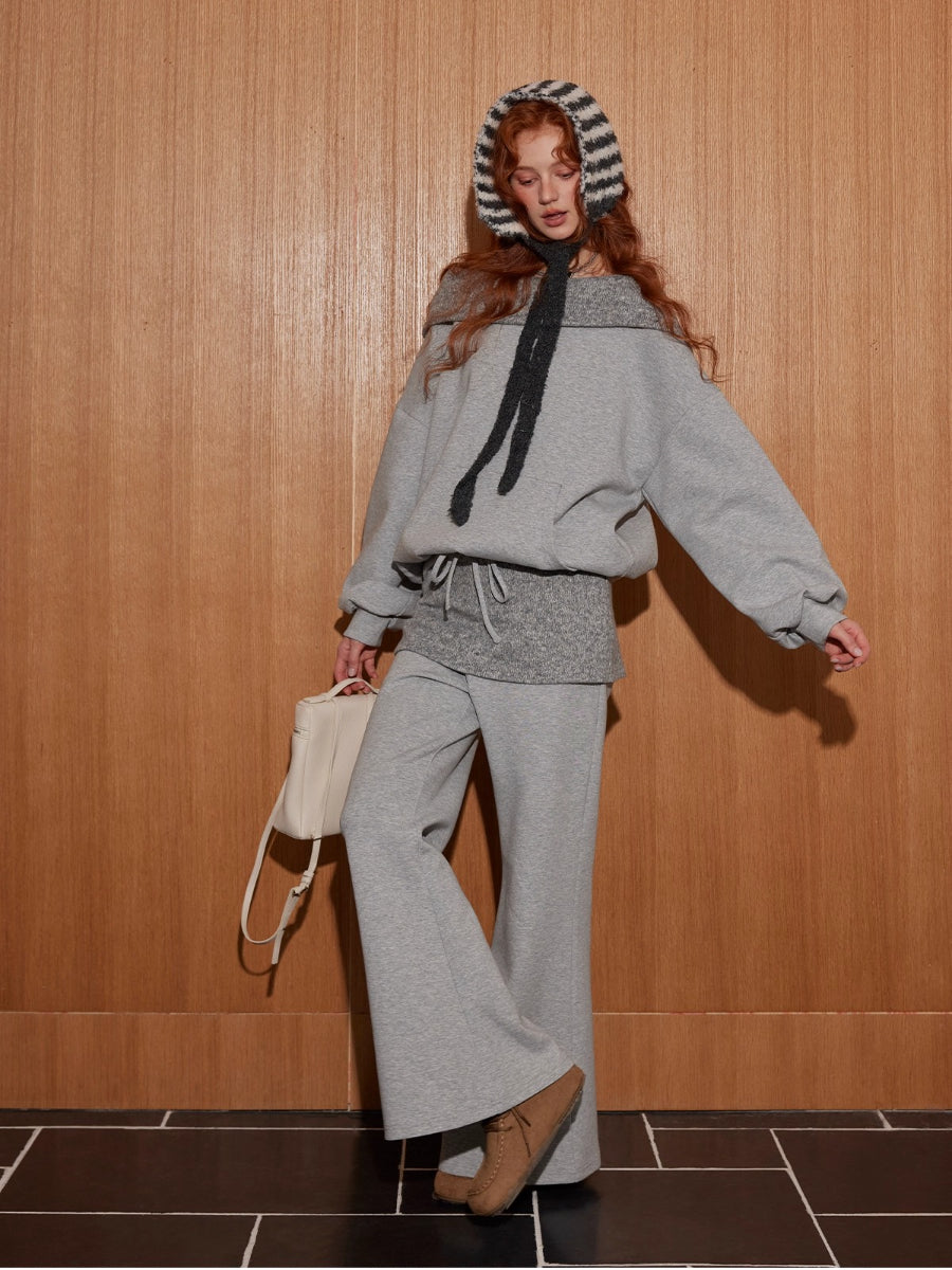Off-Shoulder Sweatshirt Flared Pants Set