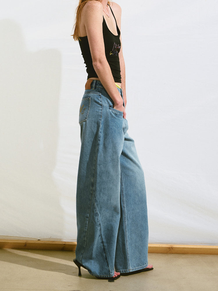 Loose Straight-Leg Denim Pants