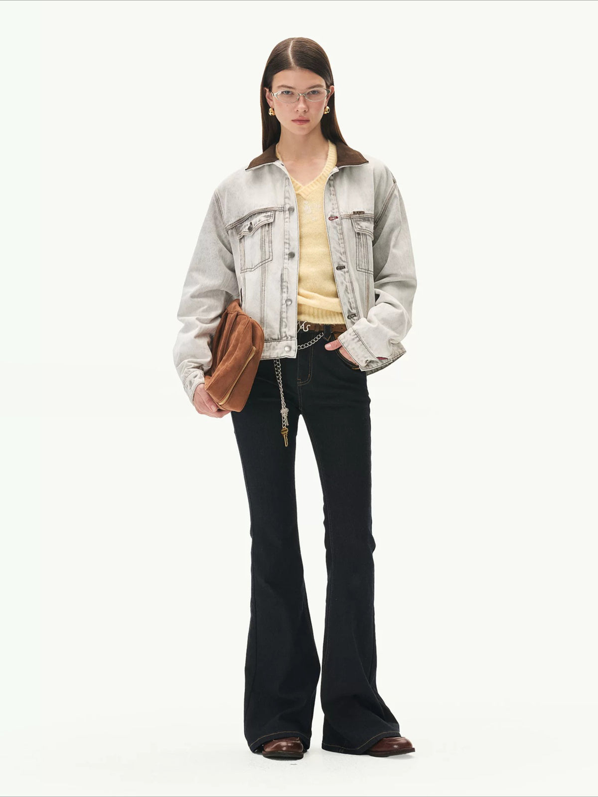 Contrast Suede Denim Jacket