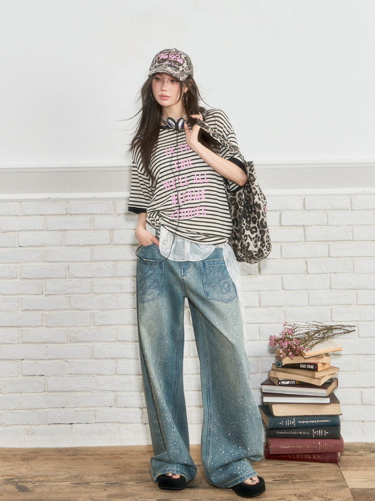 Floral Print Round Neck Short-Sleeve T-shirt