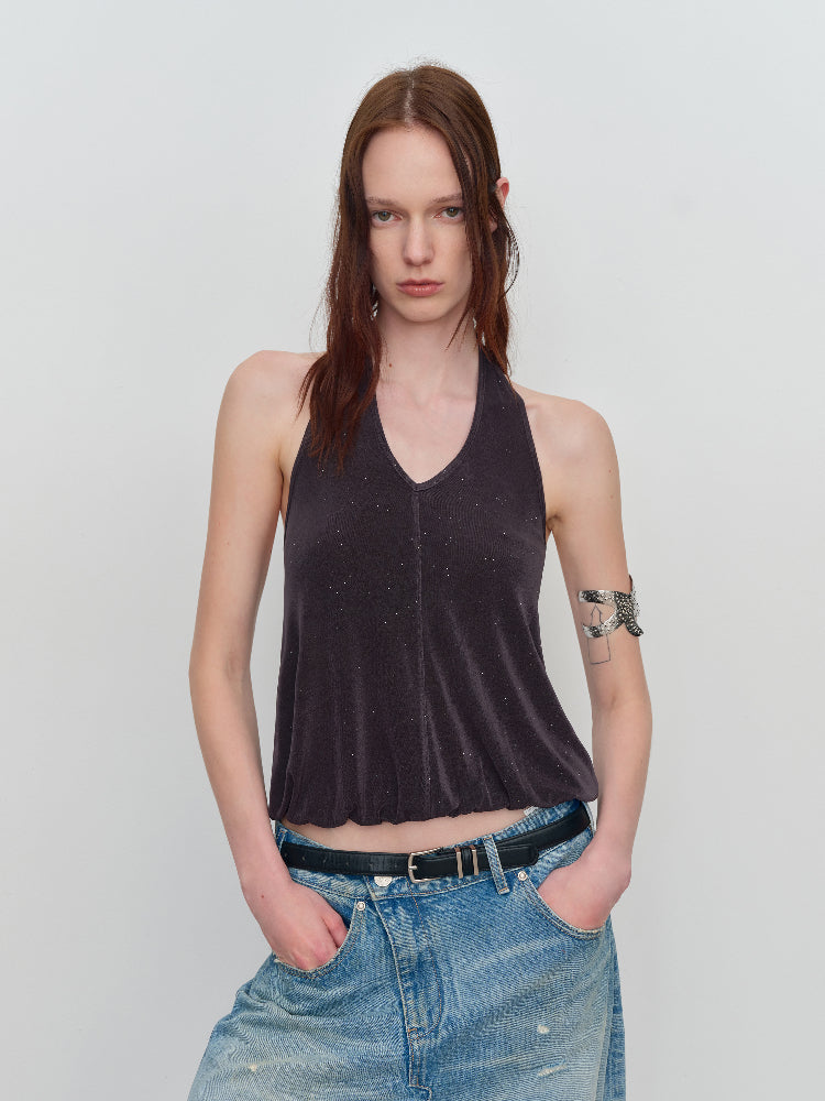 U-Shaped Bud Halter Tank Top